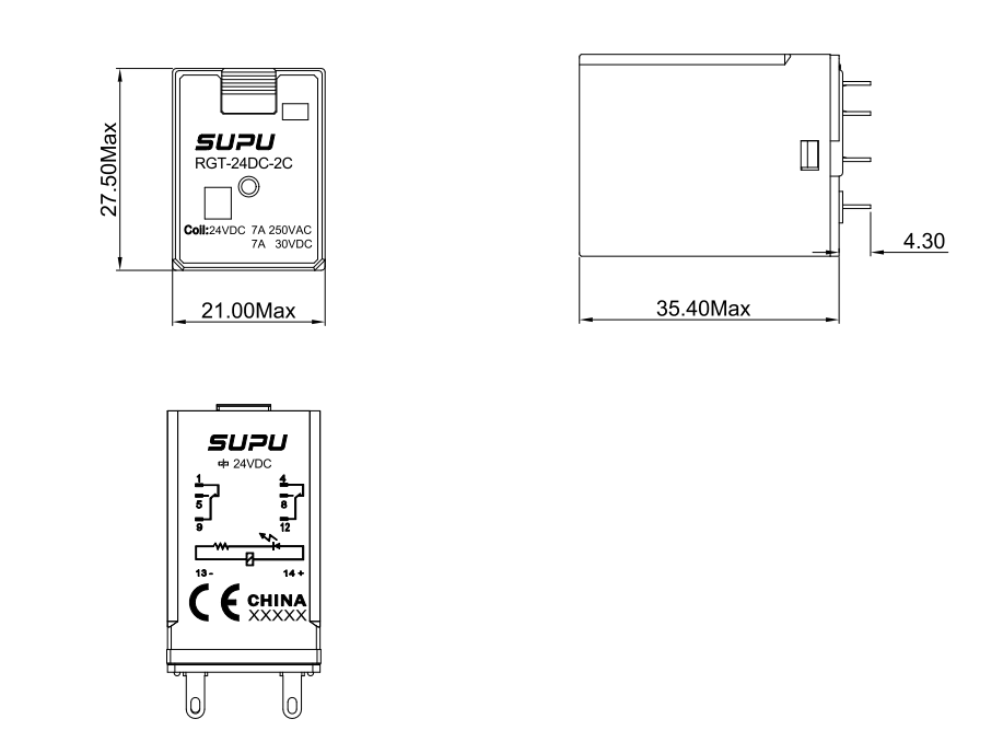 标准型继电器插头RGT-24DC-2C